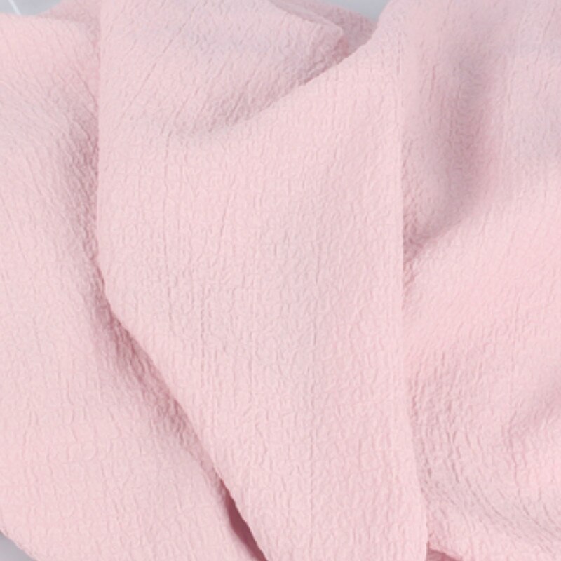 Style coréen bulle crêpe en mousseline de soie tissu rétro solide robe courte femmes robe vêtement matériel: Pink