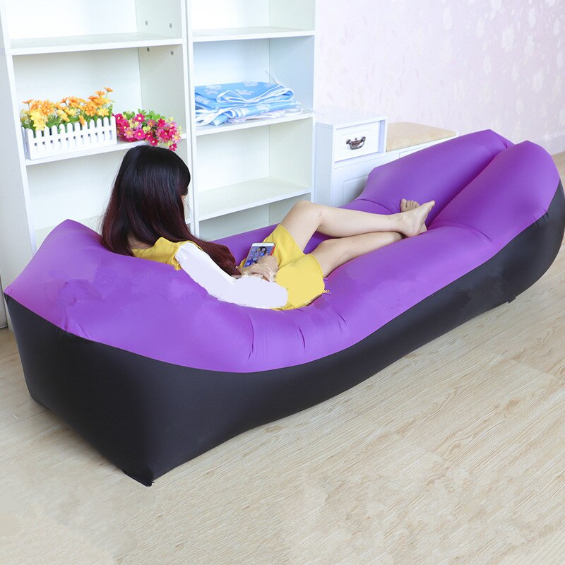 Infaltable-SACO DE dormir para sofá cama, saco de playa para vagos, almohada ligera para vagos, para acampar, XA135A: Purple