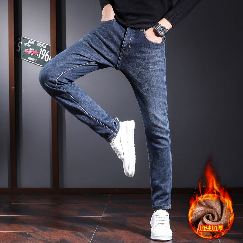 Jantour – jean Slim décontracté pour homme, pantalon Long en Denim, coupe droite, Style anglais, grande taille 28-38, collection hiver