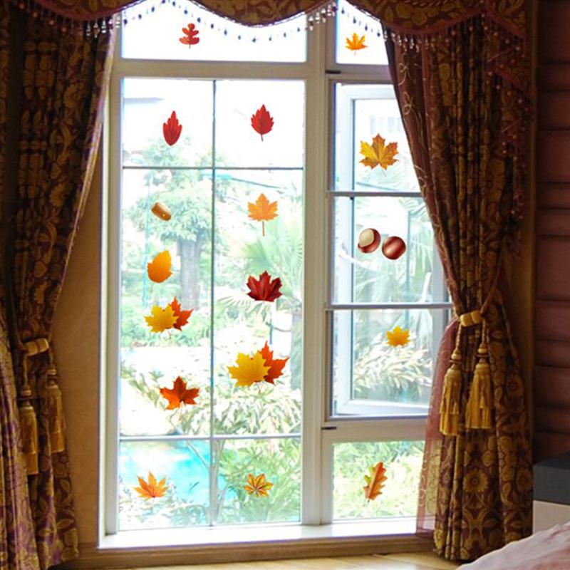 6 ark klistermærker farverige levende blade ahorn vindue klistermærke ahorn indretning efterår mærkat klistermærker til vinduesrum hjem