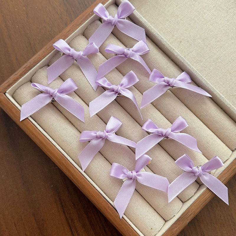 10 Uds Mini pinzas para el cabello con lazo 4cm estilo Ballet dulce cinta lazo horquilla accesorios para el cabello para niñas pasadores rosas, blancos y rojos: Púrpura claro