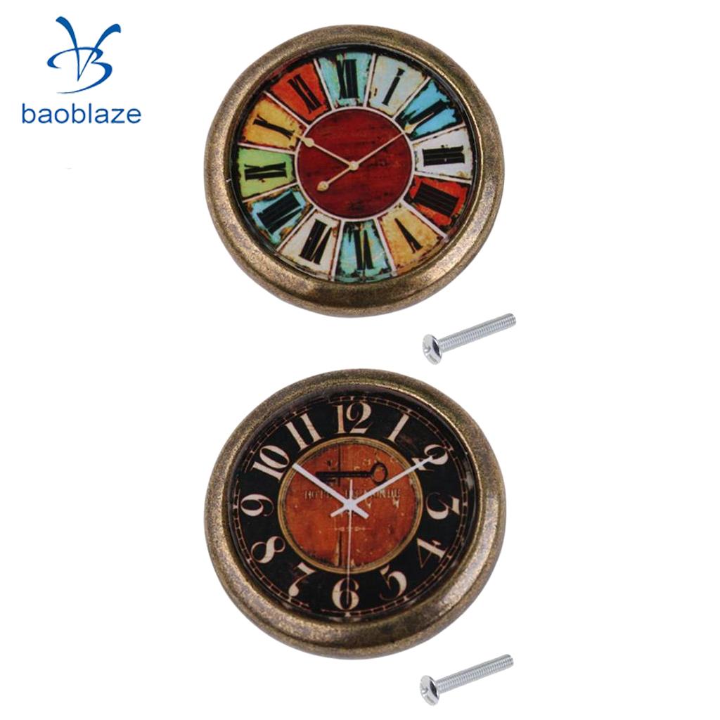 2 piezas Vintage, manija del cajón del reloj de la puerta del gabinete, tirador de la perilla de Hardware