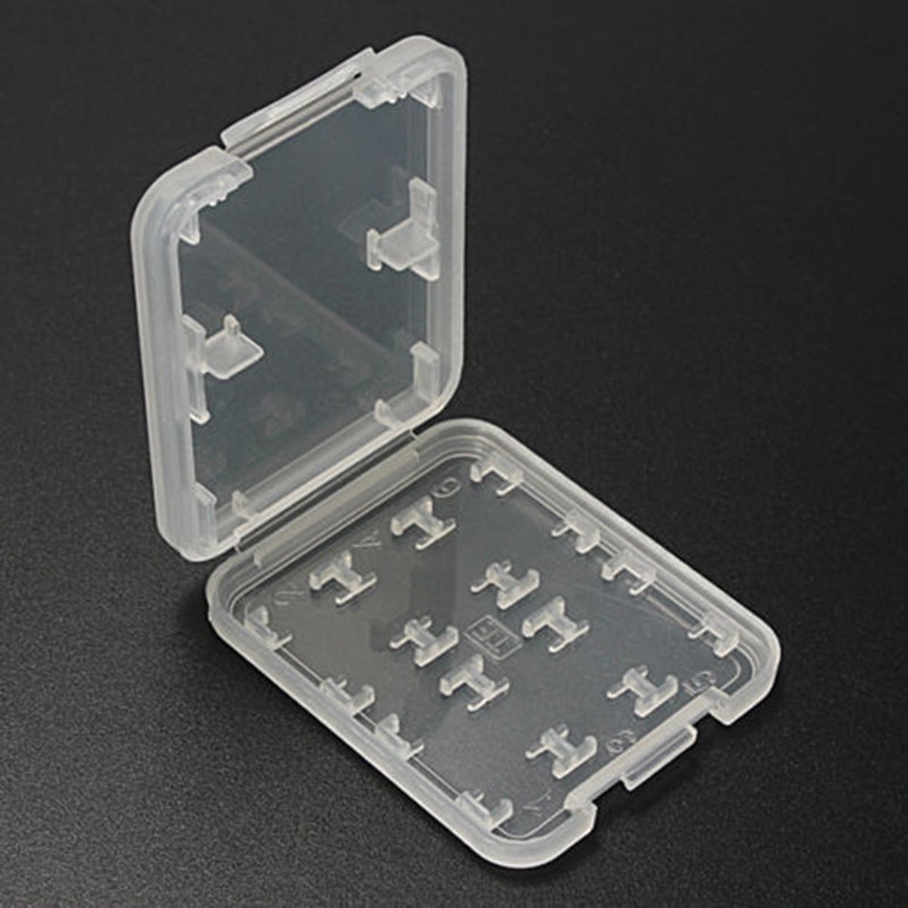 1pc 8 in 1 Protector Holder Plastic Transparent mini For SD SDHC TF MS Memory Card Storage Case Box Bag