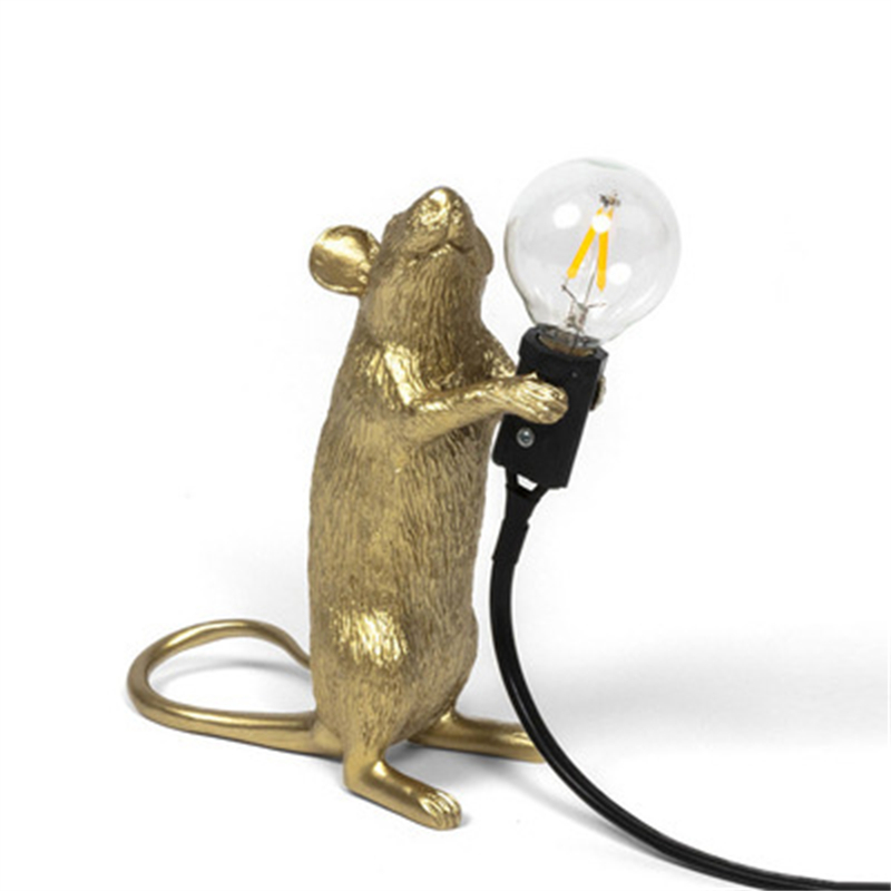 Luces de mesa LED modernas, luces LED de noche de resina con animales, rata, gato, ardilla, lámparas de mesa para ratón, decoración del hogar, lámpara de escritorio, accesorios de iluminación: YELLOW