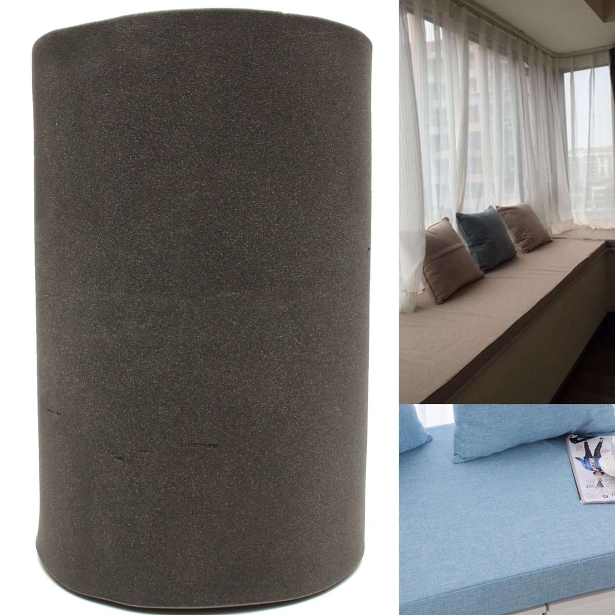 200x60x5cm Black High Density Polyurethane Seat Foam Cushion Sheet Replacement Upholstery Cushion Foam Pads Furniture Blankets