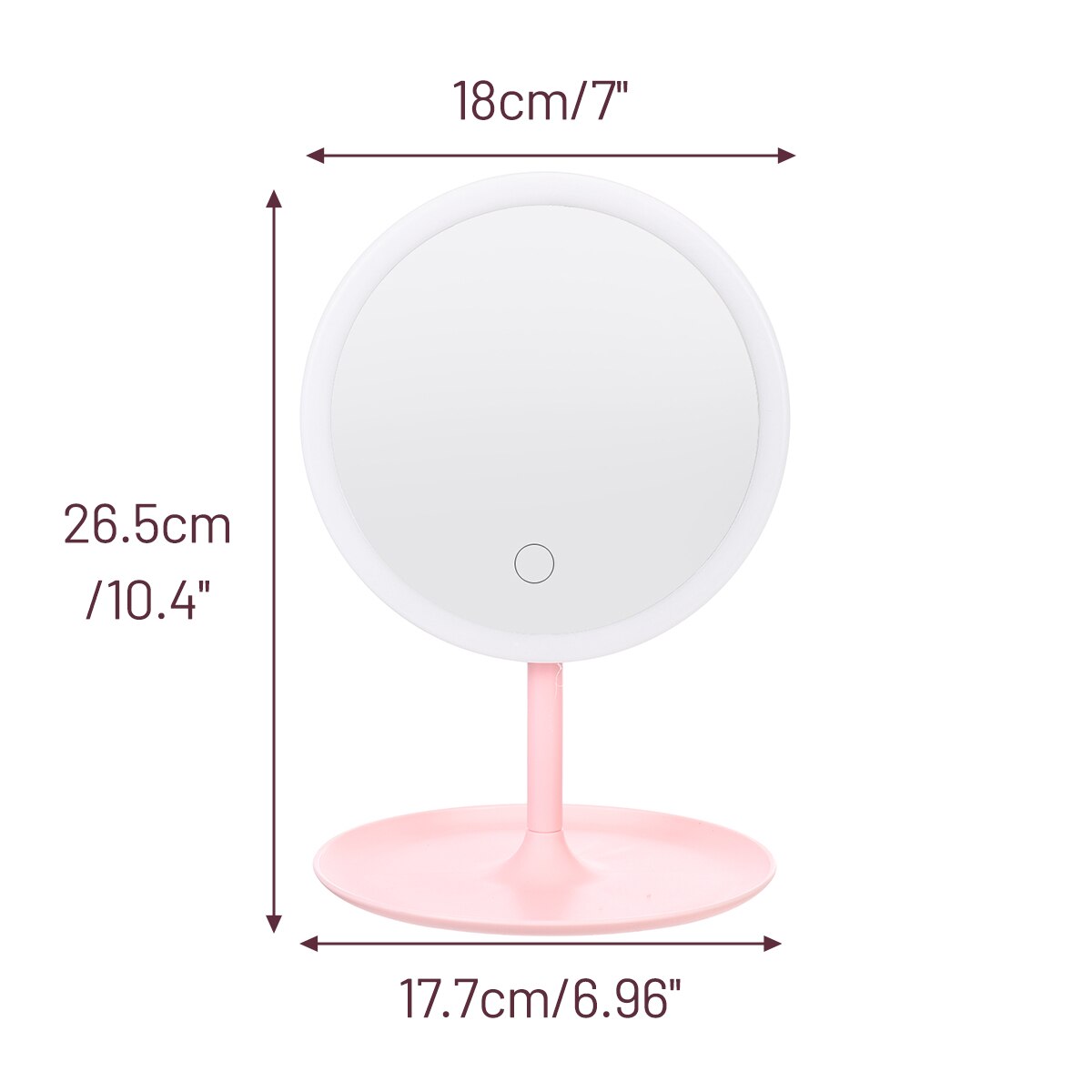 Espejo de maquillaje LED USB con luces pantalla táctil lámpara de espejo de maquillaje regulable Mesa espejo cosmético de belleza portátil