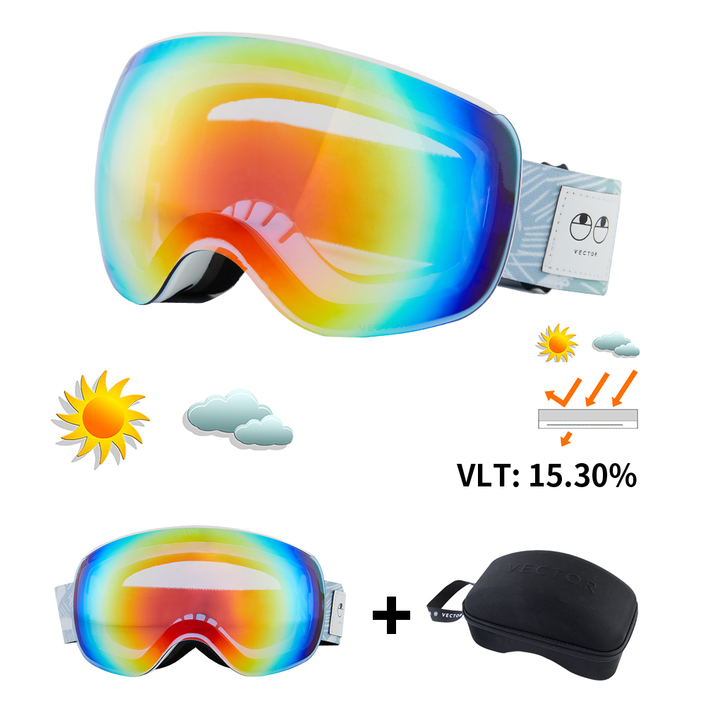VECTOR OTG gafas de esquí Snowboard mujeres hombres gafas de esquí UV 400 gafas de protección contra la nieve adulto doble espejo esférico magnético