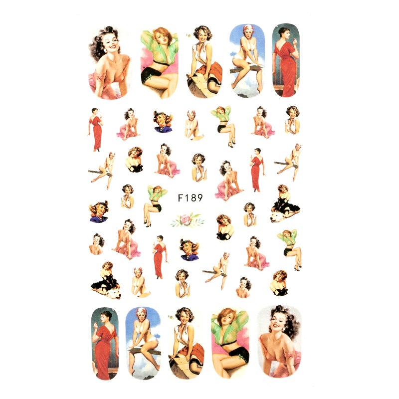Nail Sticker DIY Retro Personality Pattern Flower Bunny Nail Decoration Sticker Marilyn Monroe Nail Sticker: 15-A140025