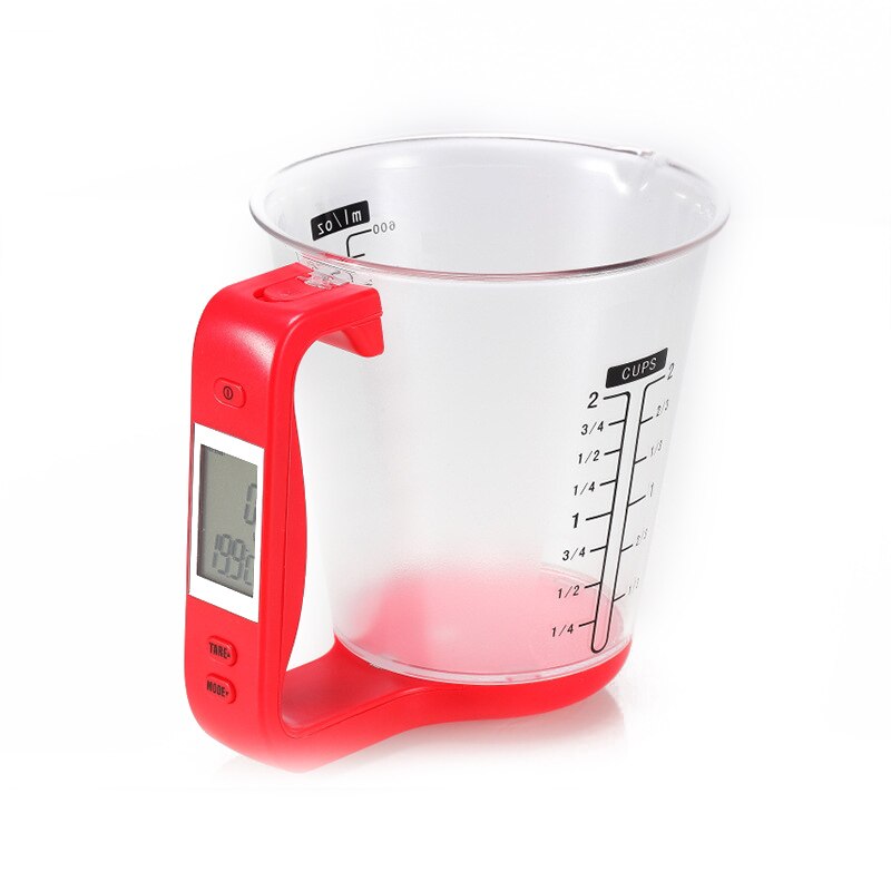 Practical Household Kitchen Electronic Scale Multifunctional Electronic Digital Measuring Cup DIY Baking Milk Powder Gauge Tools: Red