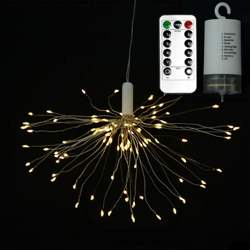 1pc Newest High Qulity Dandelion Firework Shaped Decorative Lamp With Remote Control Battery Box Version For Xmas: Warm White 100pcs