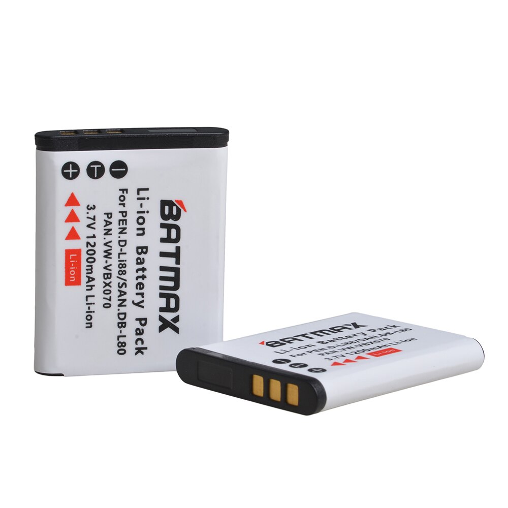 1Pc 1200mAh D-Li88 DLI88 DB-L80 VW-VBX070 Li-ion Battery for Pentax Optio H90 P70 P80 W90 WS80 Cameras Sanyo Xacti DMX-CG11 VP