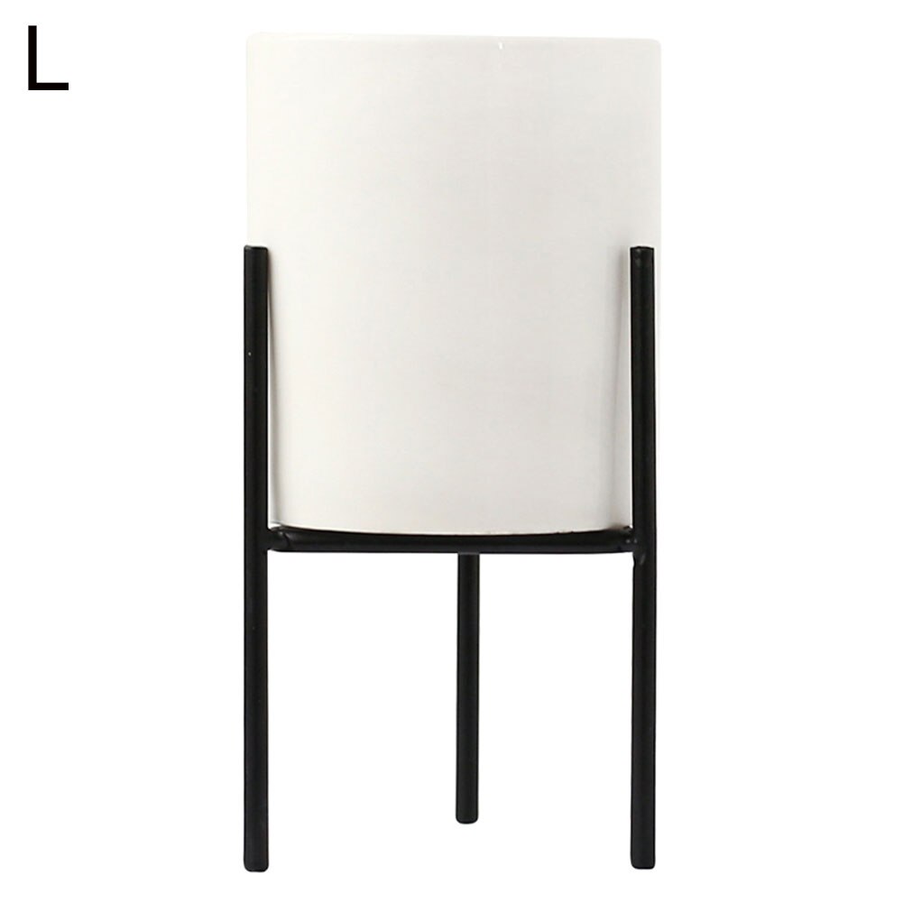 Home Garden Metal Rack Bracket Ceramic Flower Pot Holder Plant Container Planter: Black L