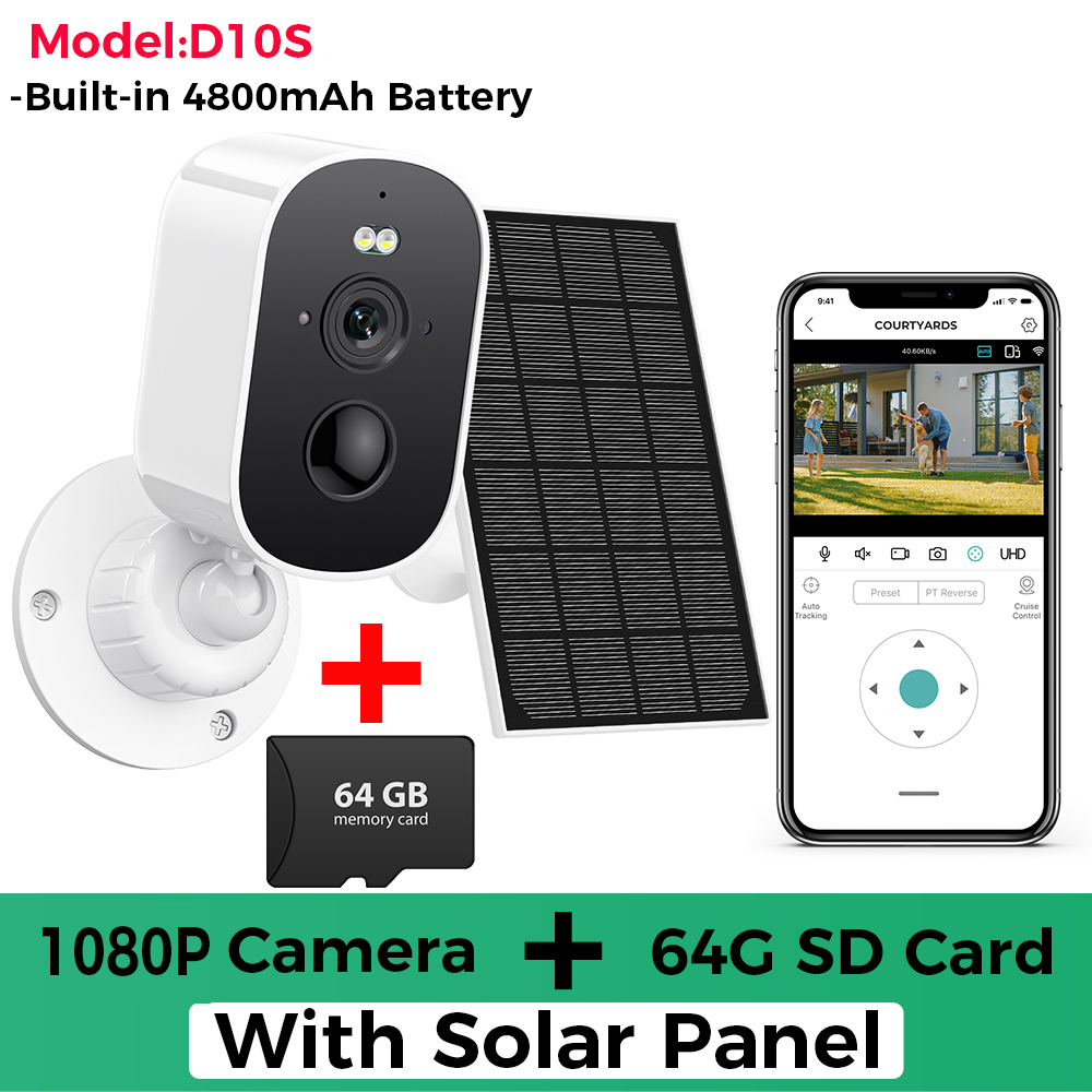 4MP 2K HD caméra solaire sans fil Wifi extérieur 4800mAh batterie WiFi caméra de sécurité IP66 étanche PIR détection humaine ICSEE APP: Bleu