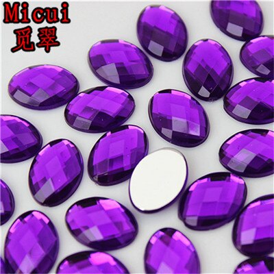 Micui 100Pcs 10*14mm Oval Shape Flat Back Rhinestone Applique Acrylic Stone Crystals Non Hotfix Crafts Jewelry Accessories MC772: Purple