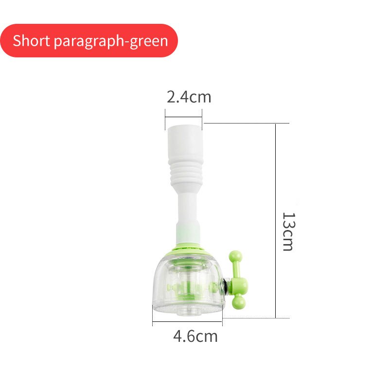 360 Degree Swivel Kitchen Faucet Tubs Bathroom Water Saver Tool Hand Washing Faucet Extender Rotating Faucet Aerator: green-short