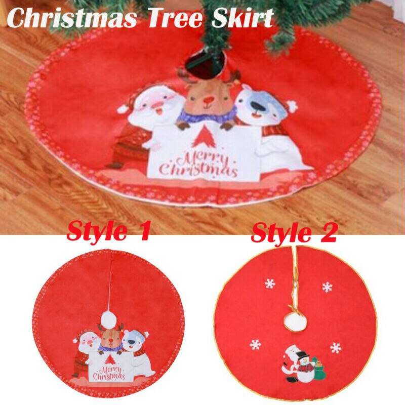 Kerstboom Print Rok Mat Cover Stand Rood Hart Schort Kleed Xmas Home Party
