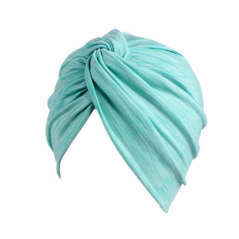 Vrouwen elastische twist tulband hoeden indiase hoeden yoga petten sport hoofddoek hoofdbanden vrouwen mutsen dames chemo pet: Lichtgroen