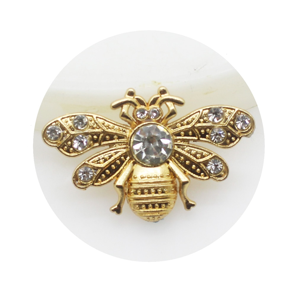 LKERAN-Botones de decoración de diamantes de imitación, accesorio para ropa, corbata, broche, 21x33mm, escarabajo dorado, Diy, 5 unids/lote