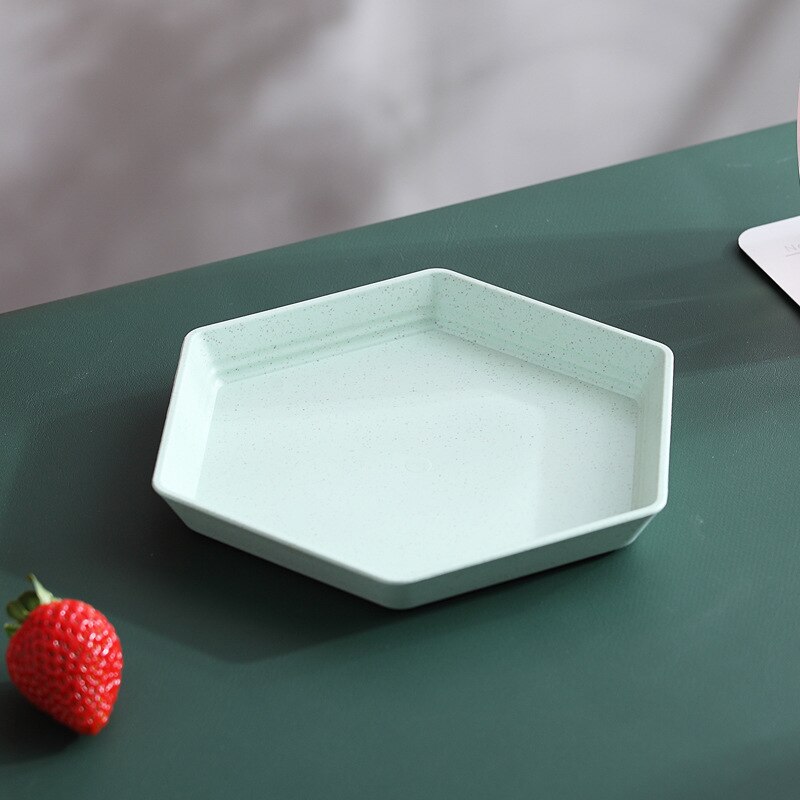 Plateau épais en paille de blé, assiette hexagonale, Snacks de fête, Biscuit, bonbons, gâteau, assiette de fruits, cuisine multifonctionnelle plateau d'assiette naturelle: Green