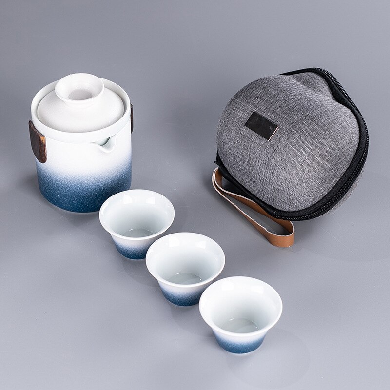 Chinese Kung Fu Travel Tea Set Ceramic Portable Teapot Porcelain Teaset Gaiwan Tea Cups of Tea Ceremony Teaware With Travel Bag: F