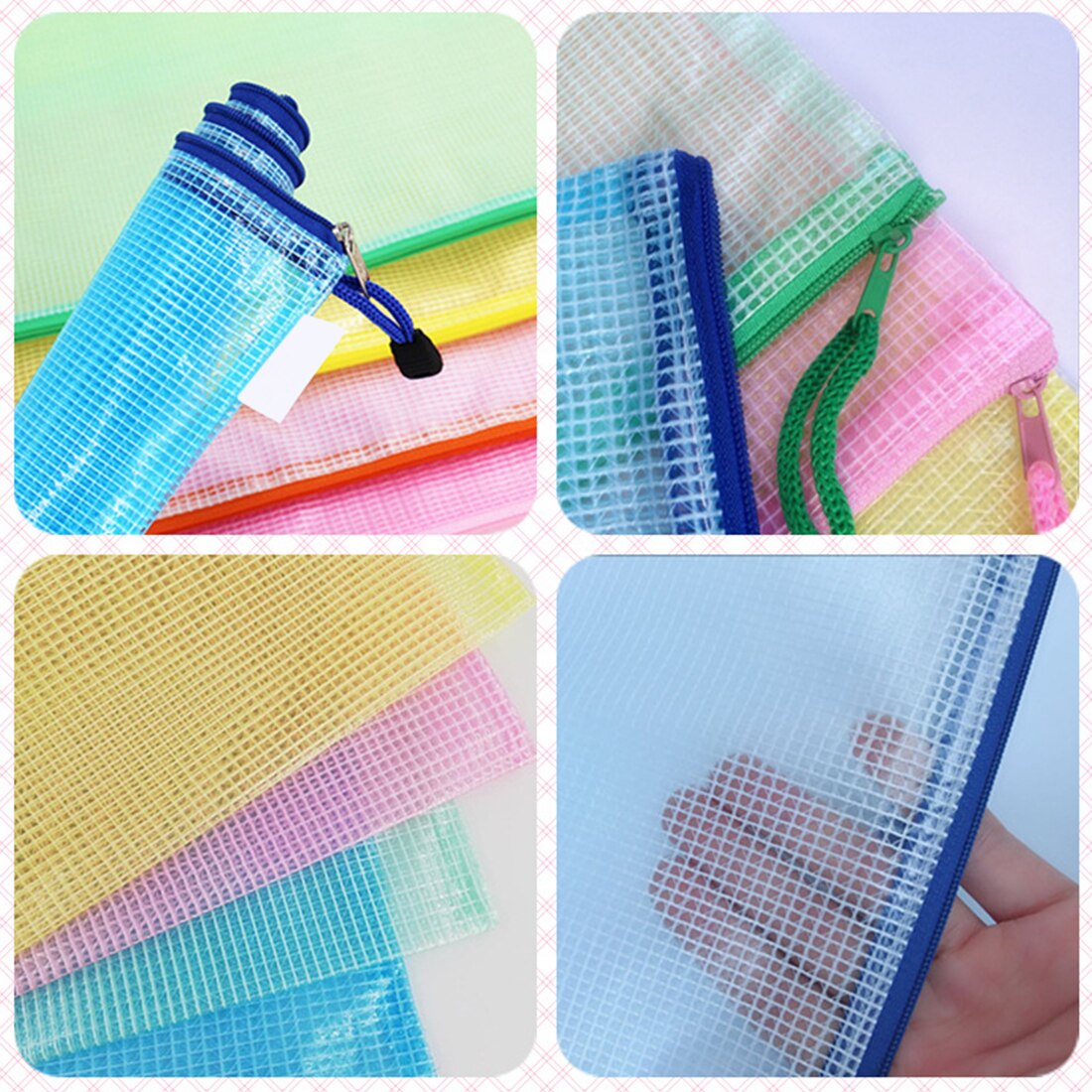 Waterproof Plastic Zipper Paper File Folder Book Pencil Pen Case Bag File document bag A4 Size for office student supplies