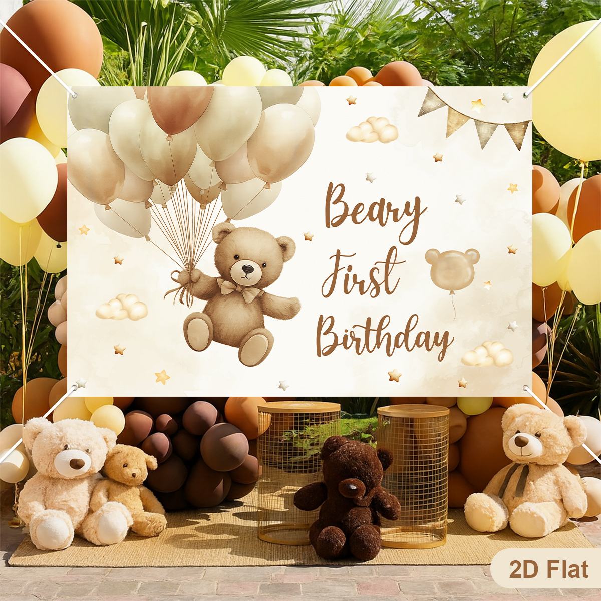  Bruine beer thema achtergrond 1e verjaardag partij decoratie kinderen gunsten kleine beer foto achtergrond banner baby shower benodigdheden