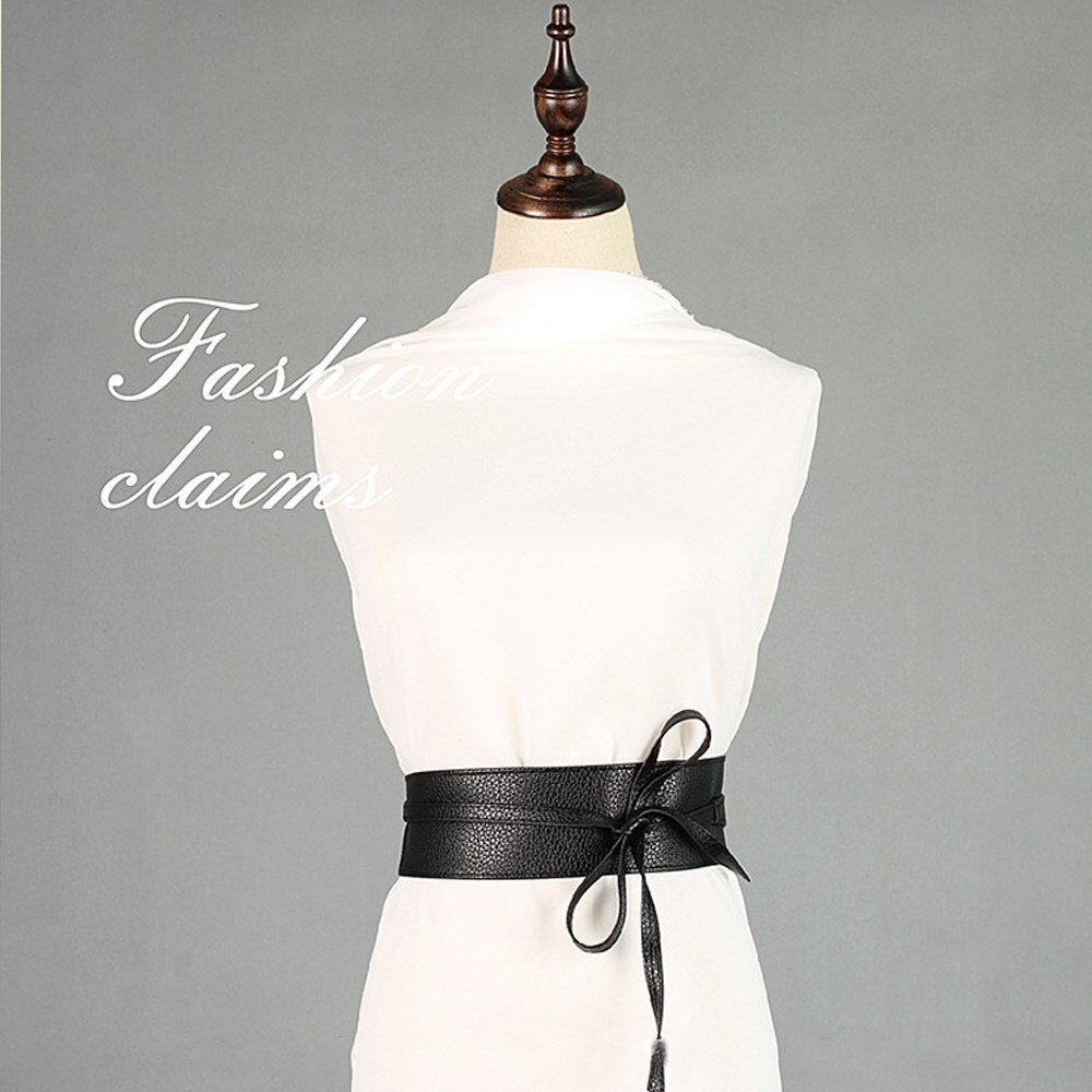 Faux cinturones de cuero mujeres corsé con correa cinturones de encaje hasta Bowknot Wrap Around cinturón para vestido accesorios de decoración