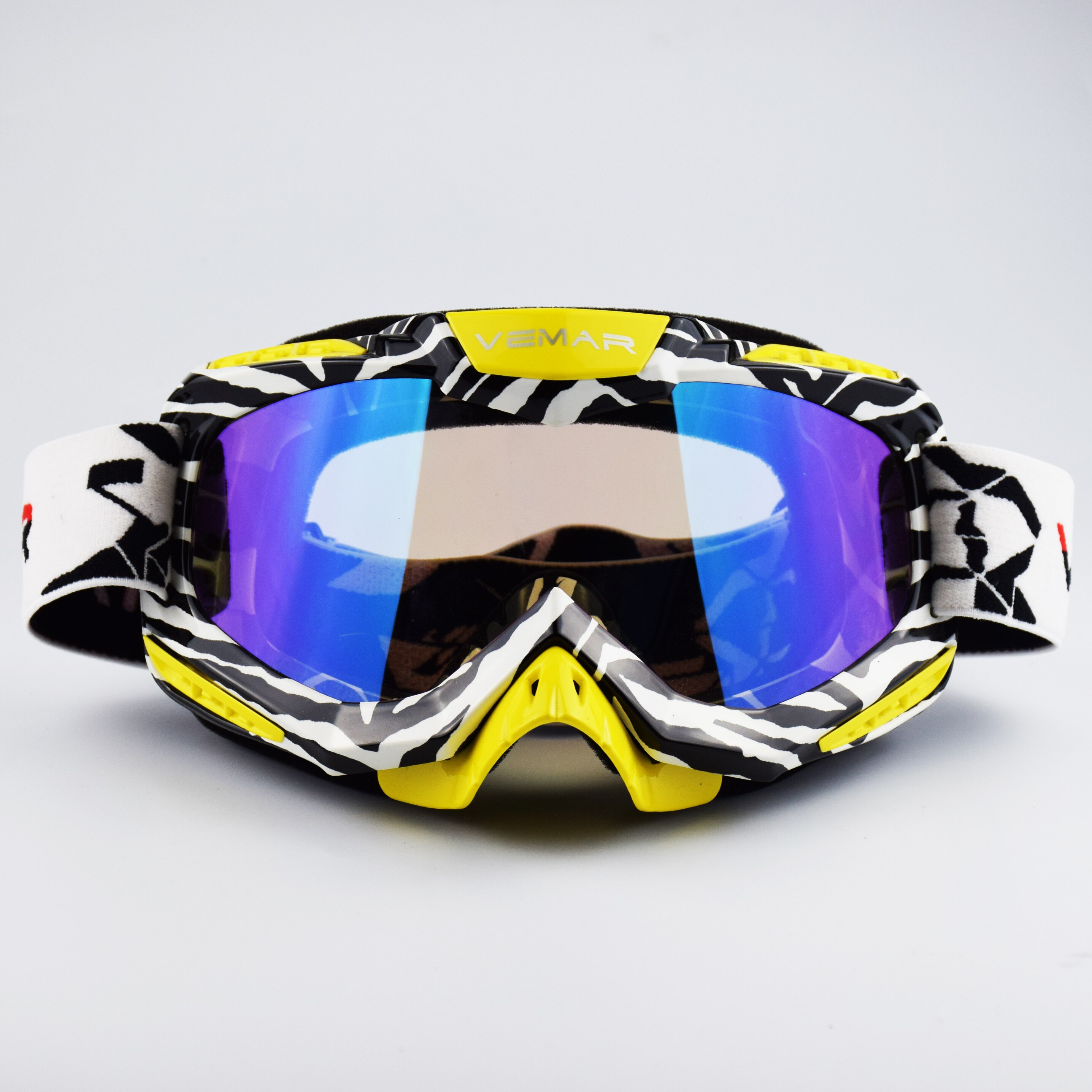 VEMAR Moto cross lunettes saleté vélo Moto cross lunettes Moto Cross lunettes vtt MX équitation lunettes masque moto cross: Yellow-P024