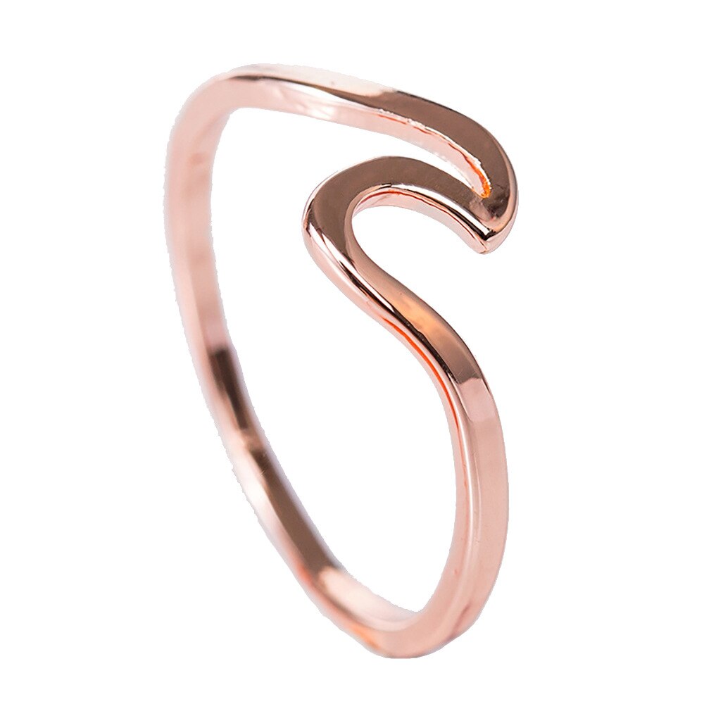 Mode Eenvoudige Wave Ringen Voor Vrouwen Wit Goud Kleur Bruiloft Sieraden Dames Nieuwkomers Dropshippping: 6 / Rose Gold