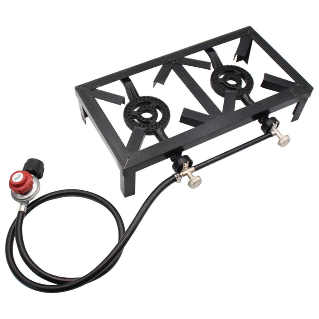 Portable Outdoor Gas Stove Double Burner Heavy-Duty Burner Cooker for Camping Travel Cooking Backpacking