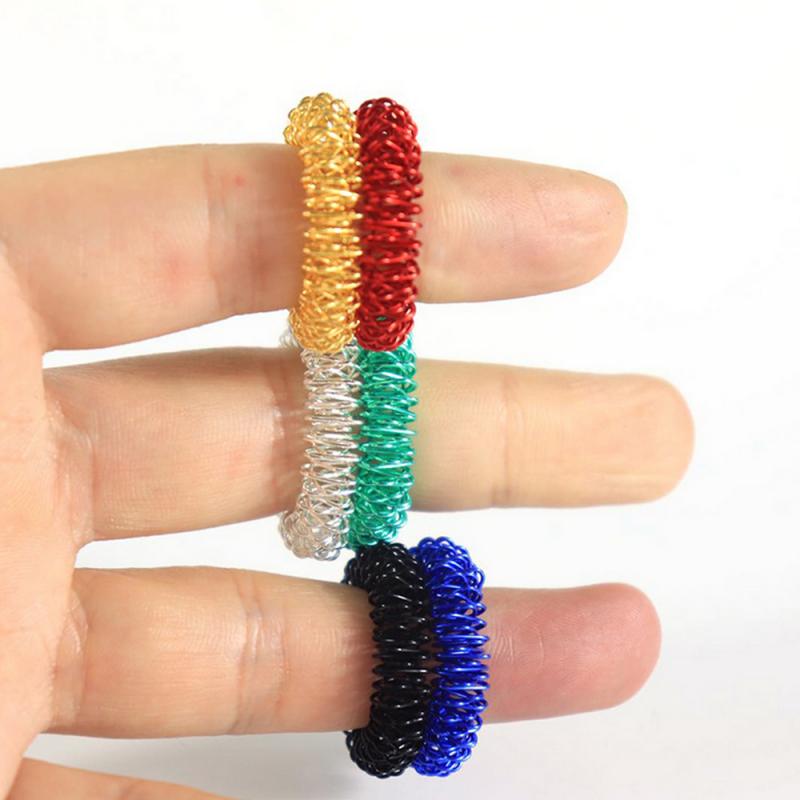 Finger Ring Toy Stress Relief Sensory Spring Fingers Rings Stress Anxiety Relief Finger Toys Spiky Finger Ring/Acupressure Ring