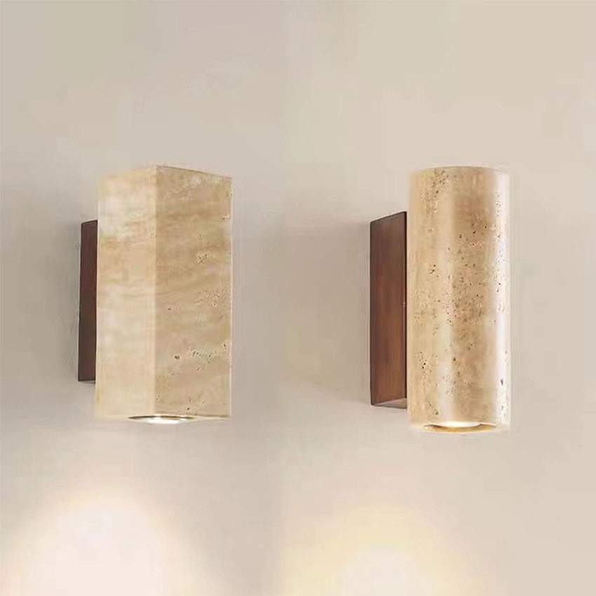 Gul travertinsten japansk stil wabi-sabi væglamper soveværelse spisestue væglampe retro udendørs væglampetter