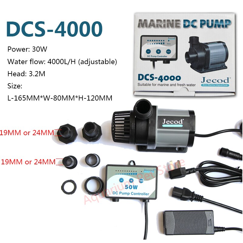 Jebao Pump DCS 1200-12000 L/H Series Aquarium Fish Tank Adjustable Submersible Controllable Water Pump Flow fountain: DCS-4000 / AU adapter plug