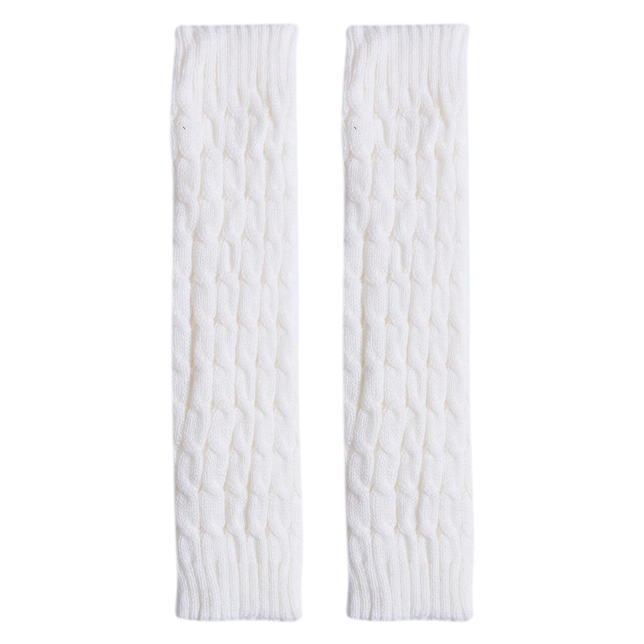 Winter Warm Leg Warmers Women Knee High Sock Knitted Solid Crochet Leg Warmer Socks Warm Boot Cuffs Beenwarmers Socks: White
