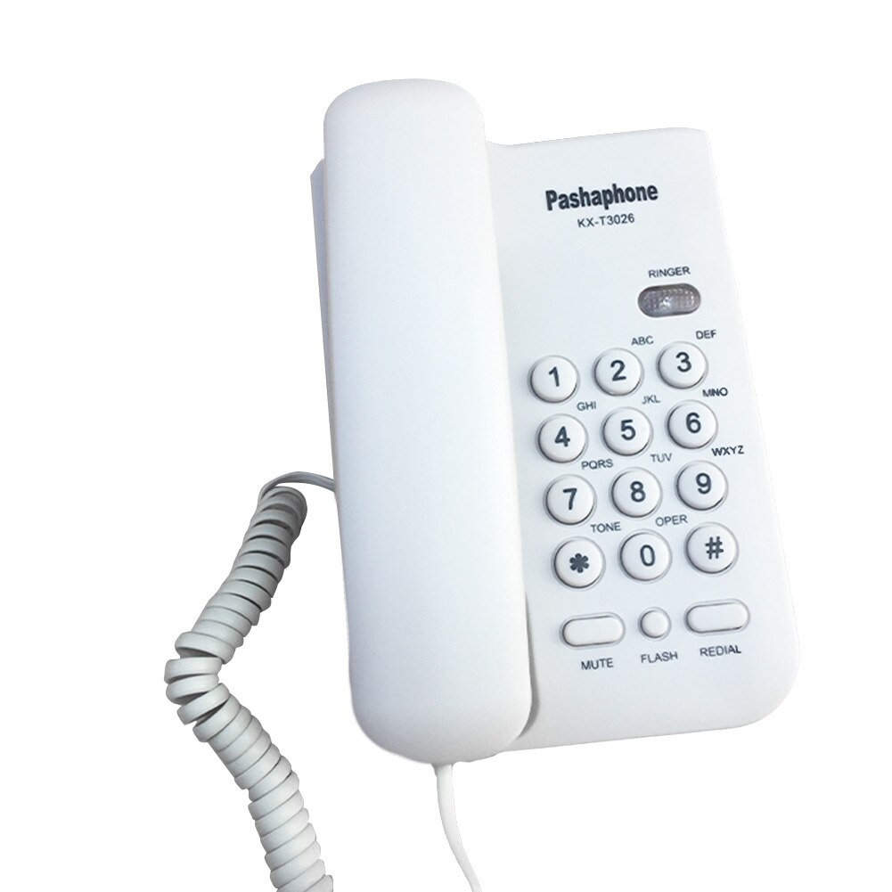 Teléfono Fijo de pared para oficina, con cable, Dial rápido, plástico, botón grande, identificación de llamada de sonido fuerte para Hotel