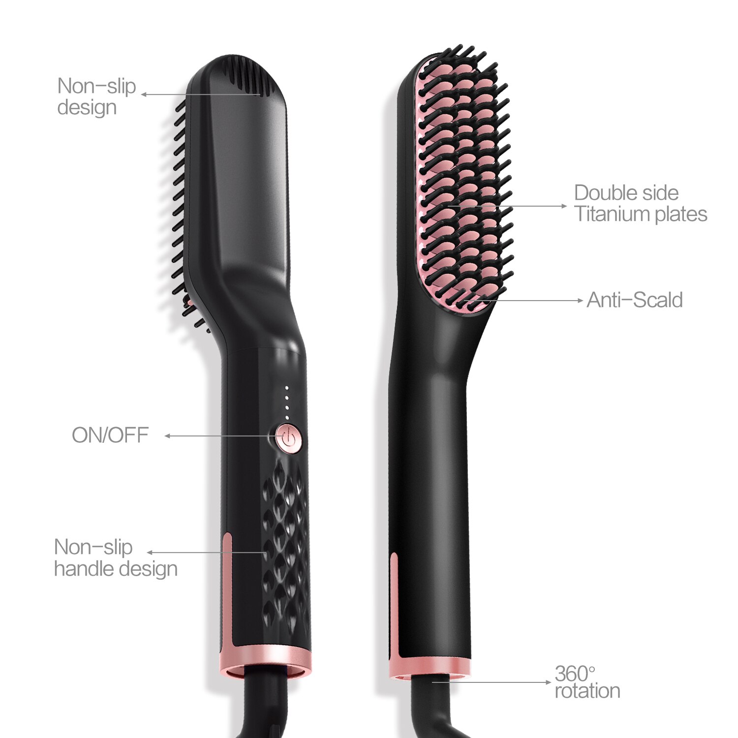 Cepillo eléctrico 3 en 1 para alisar y alisar el cabello para hombres, peine para Barba y plancha, keratina, cepillo de estilismo