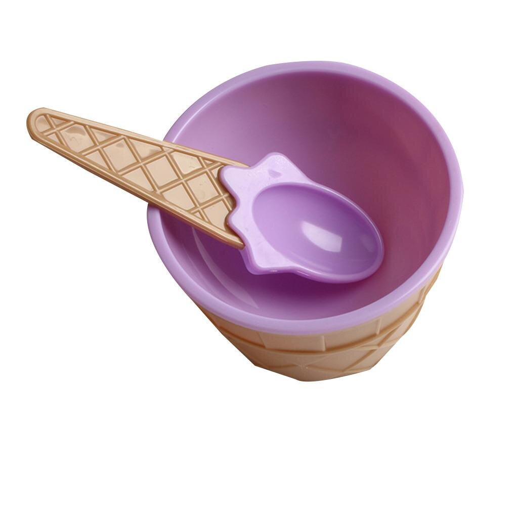 1Set Kids Ice Cream Bowl Spoon Set Durable Children Lovely Dessert Bowl DIY Ice Cream Tools icecream bowl+spoon: NO.4