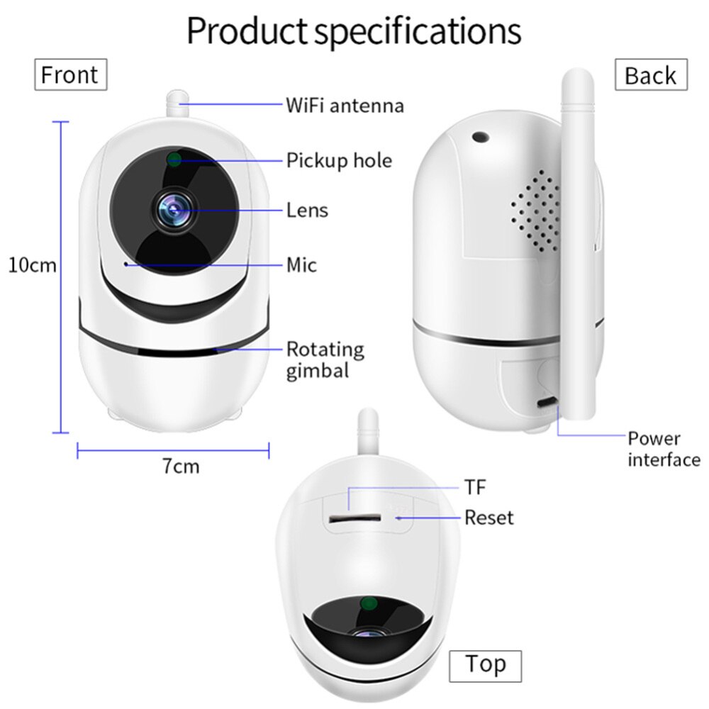 1280*720 P HD Smart Home Draadloze Beveiliging IP Camera Wifi IR Night Baby 360 ° Security Monitor baby sitter sleep monitor