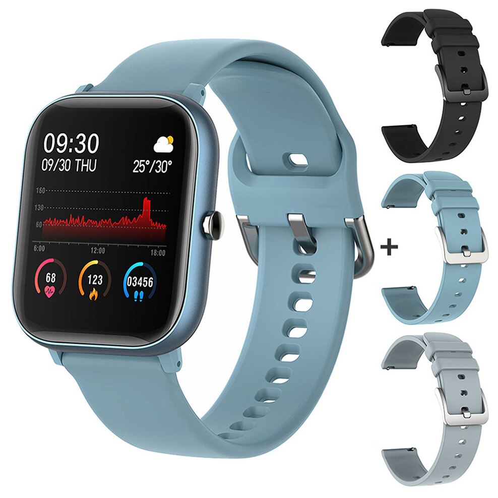 Smart Uhr 1,4 Zoll Sport Uhr Männer Voller Touch Fitness Tracker Blutdruck Smart Uhr Frauen GTS Smartwatch für xiaomi: Blue with 3 strap