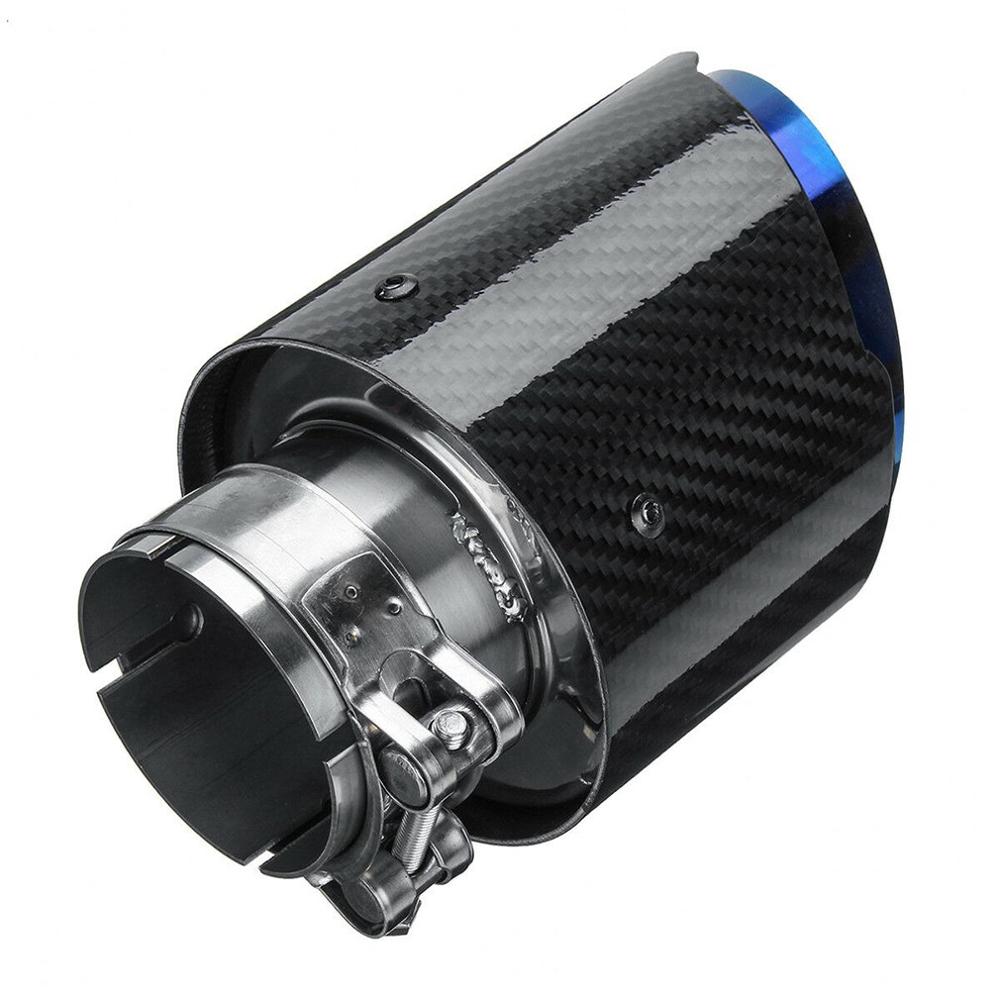 Carbon Fiber Staart Keel Blauw Straight Edge 63-89Mm Enkele Koolstofvezel Auto Uitlaatpijp Uitlaat End tip Uitlaat: Bright blue