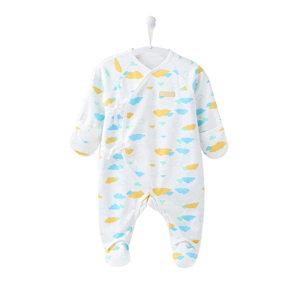 COBROO 3-Pack Baby Girl Betaalde Sleeper met Wanten 100% Katoen Allover Wolken Baby Meisje Pyjama Set 0- 3 maanden: Blue / Nieuwgeboren