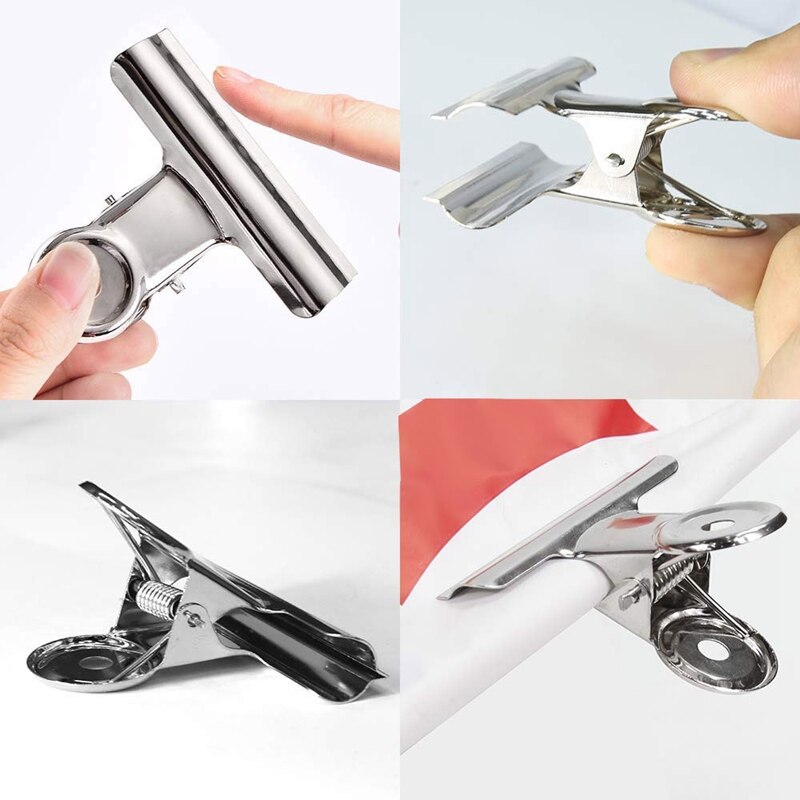 24 Pcs Stainless Steel Heavy Duty Food Hinge Clips Big Size Multi-Purpose For Air Tight Seal Grip On Kitchen Office Paper Clip
