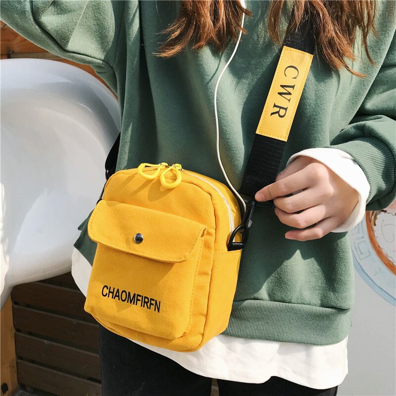 Canvas Women Bags Solid Color Casual Shoulder Bag Handbag Outdoor Bag Zipper Messenger Bag Main Women