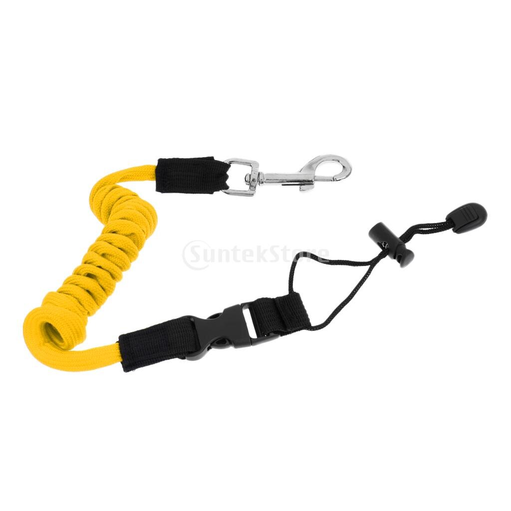 140cm sécurité élastique Kayak canoë pagaie laisse attache élastique bateau canne à pêche pôle sécurisé lanière enroulé cordon cravate corde: Yellow
