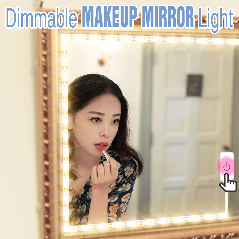 CanLing Vanity Mirror Light USB 5V Touch Switch Dimmable Makeup Mirror Wall Lamp Decor Bathroom Dressing Table Beauty Light Bulb