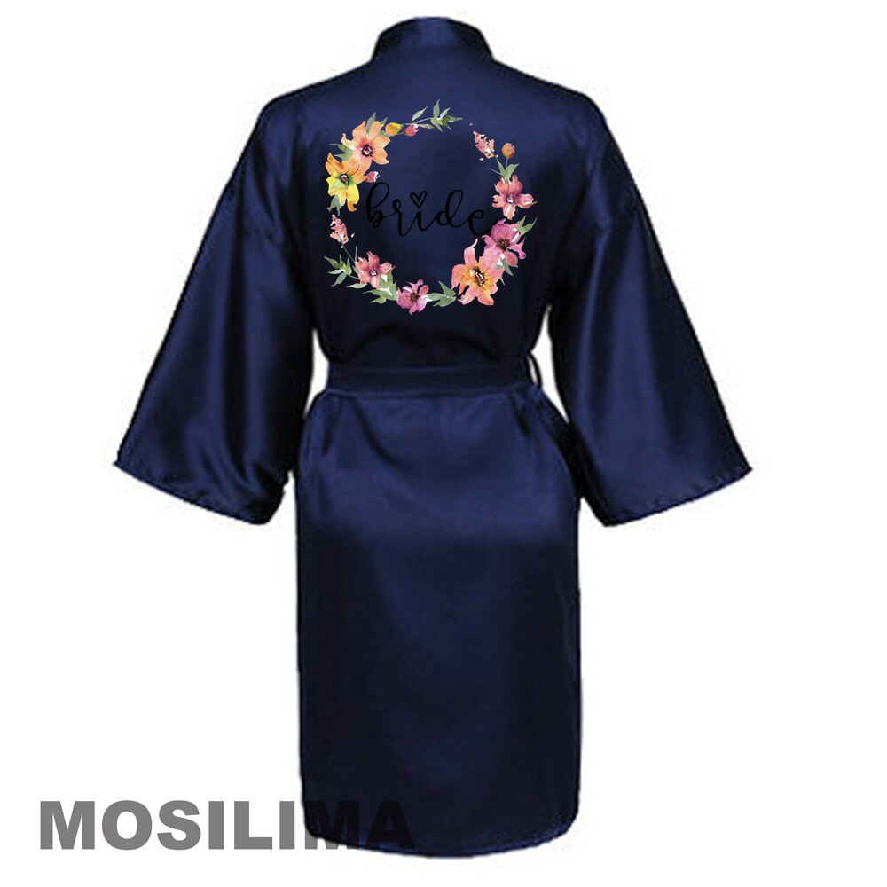Bruiloft Team Bruid Gewaad Kimono Satijnen Pyjama Bruidsmeisje Badjas SP073