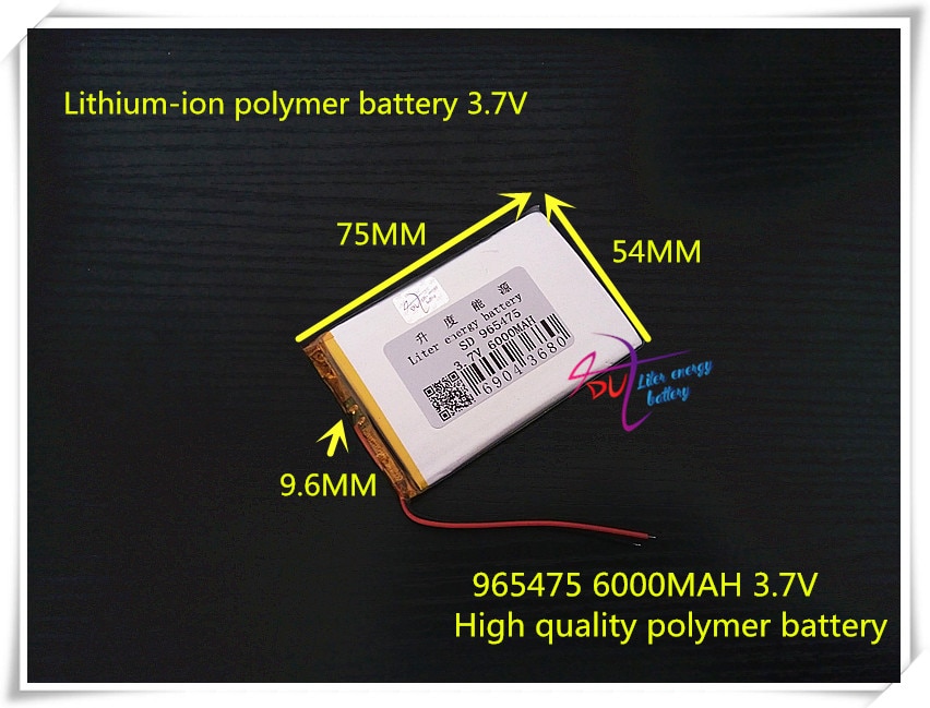 3.7 V 6000 mAH 965475 (polymeer lithium-ion batterij) Li-Ion batterij voor power bank, tablet pc, gps, dvd, e-book, mp3, mp4