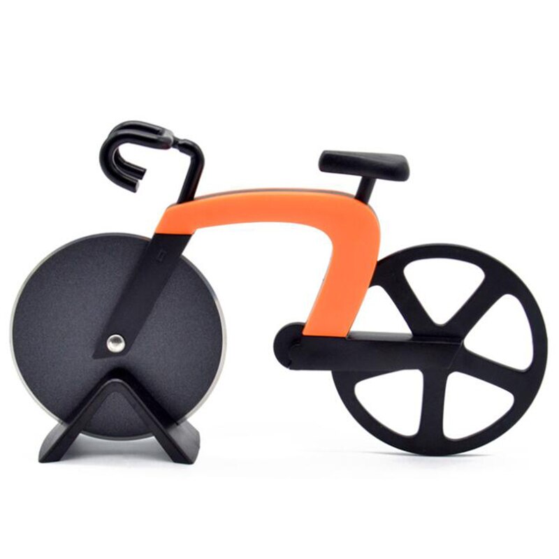 Bicycle Pizza Cutter Wheel Stainless Steel Plastic Bicycle Roller Pizza Cutter Slicer Kitchen Gadget Pizza Cutter Pizza Chopper: Orange (B style)