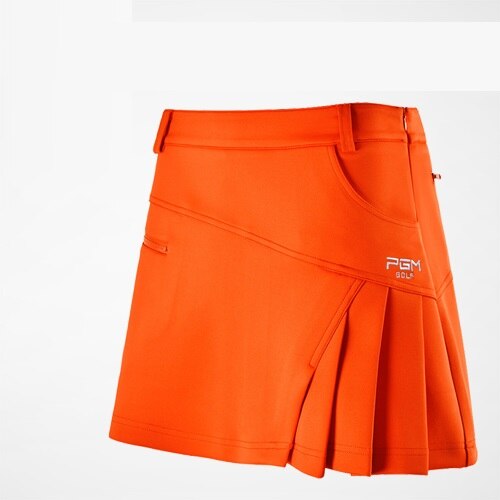 PGM Golf Skirt Women Badminton Table Tennis Short Skirts High Waist Pleated Sport Wear Short Skirt Golf Clothing: Orange / S