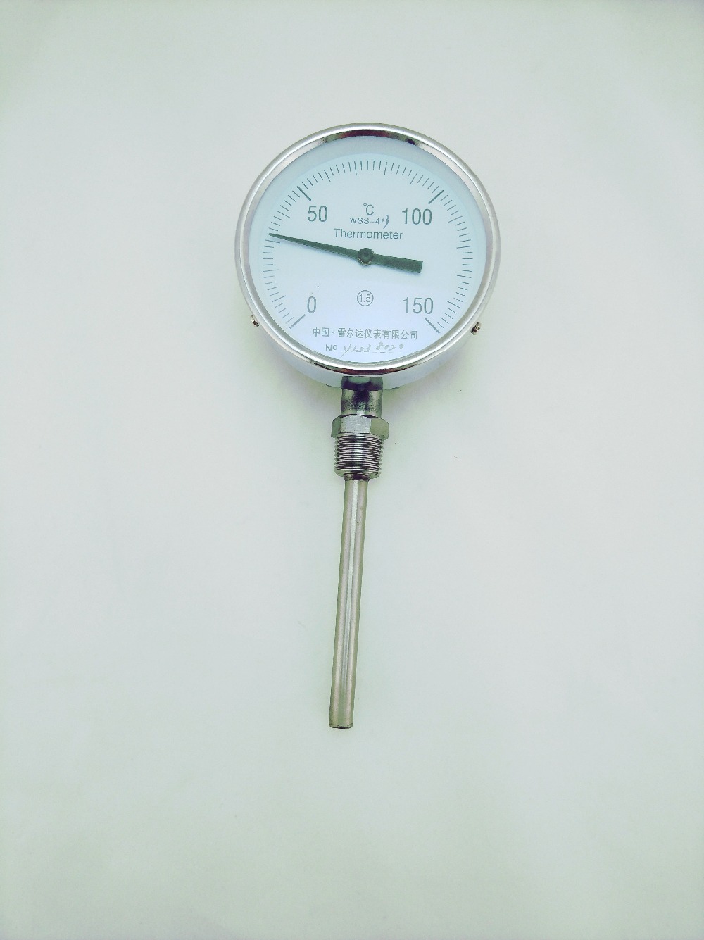 Bimetallisk termometer temperaturmåler 0-50 ~ 500 grader l= 100, 1/2 " bsp wss 413